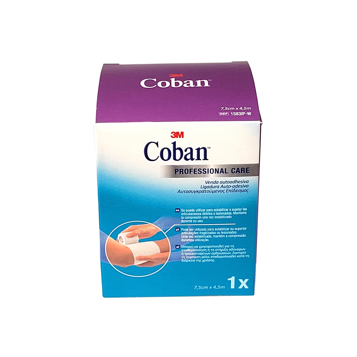 Coban venda elástica cohesiva blanca antitorceduras autoadhesiva 7,5 cm x 4,5 m. Venda cohesiva transpirable, resistente al agua, elástica y conformable, que se adhiere sobre sí misma sin necesidad de esparadrapo e imperdibles.