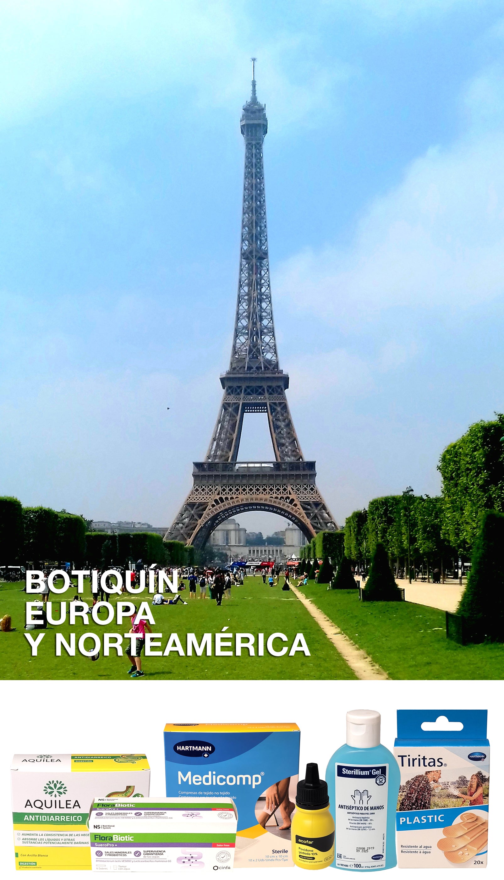 Botiquín para viajar a Europa y Norteamérica